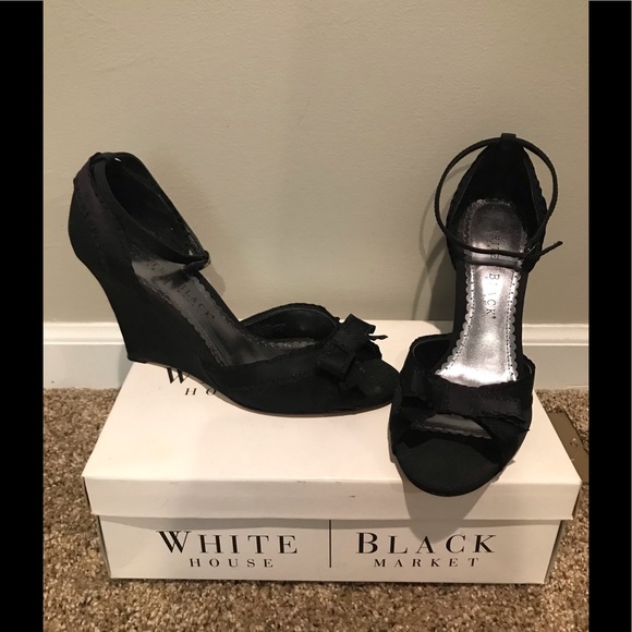 White House Black Market Shoes - WHBM Black Wedge With Ankle Strap. Size 8.